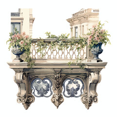 Vintage Balcony Clipart isolated on white background