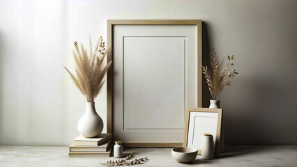 Contemporary Charm: White Background Frame Mockup Elevates Your Artwork with Clean Aesthetic Appeal