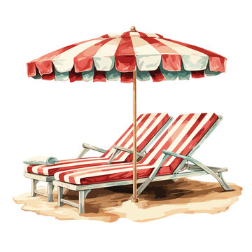 Vintage Beach Bed Clipart isolated on white background