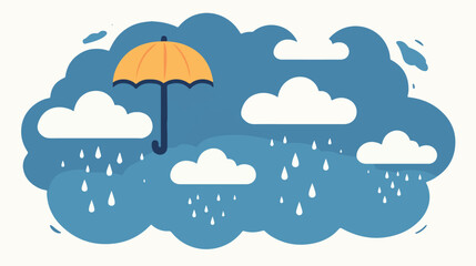 Icon weather raine and cloud on a blue circle flat vector