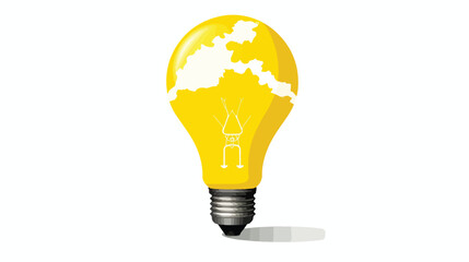 Illustration of a long shadow yellow light bulb