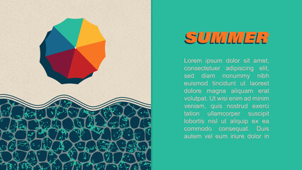 Summer 2024Summer concept design with beach umbrella on beach, vector illustration © gigello