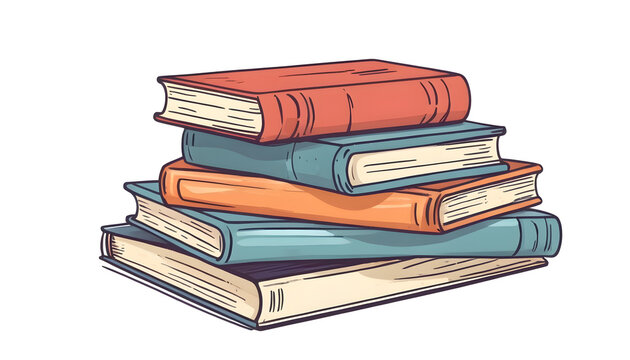 Hand drawn stacked books on isolated transparent background illustration design 