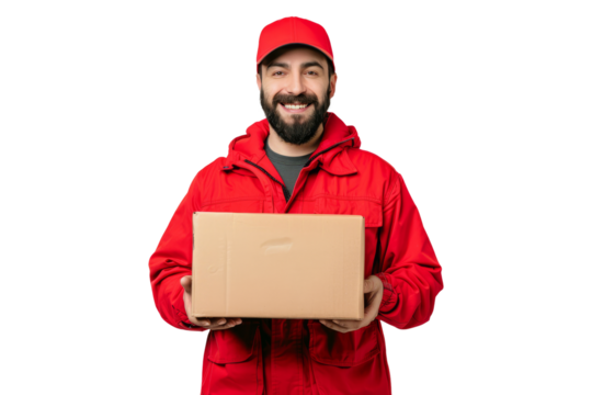 Delivery man isolated on transparent background 