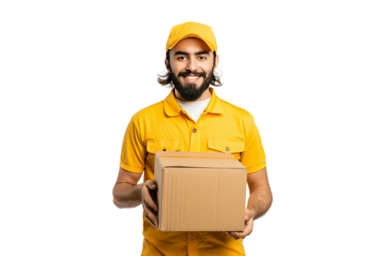 Delivery man isolated on transparent background 