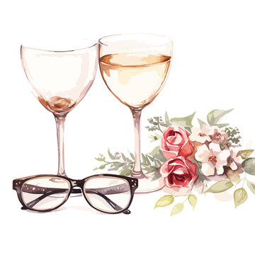 Wedding Glasses Clipart isolated on white background