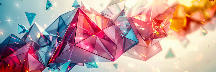 Futuristic Geometric Crystal Pattern, Abstract Blue and Purple Design, Modern Artistic Technology Concept