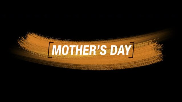 Celebrate Mothers Day with this vibrant logo! A yellow brush stroke against a black background, with Mothers Day written in orange