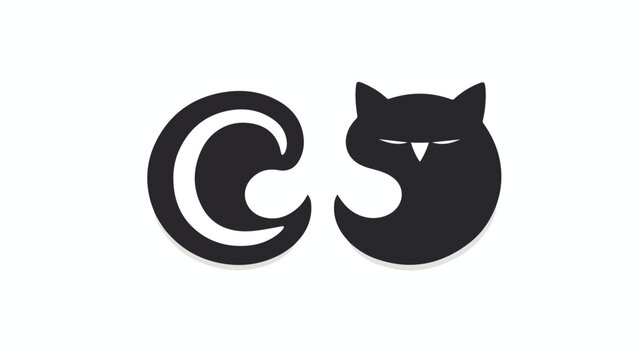 Letter C and cat vector design for icons symbols or