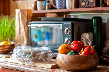 Cooking in the kitchen, the concept of healthy food and nutrition
