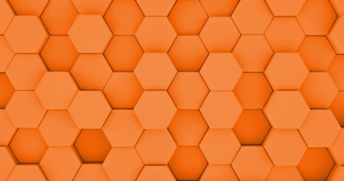 background of abstract yellow, hexagon, polygon exagon texture like bee nest, seamless movements, concept of abstract geometry