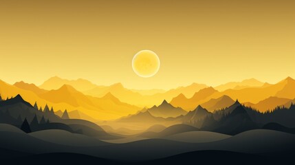 Yellow mountains landscape. Abstract background. Beautiful sunrise mountain landscapes