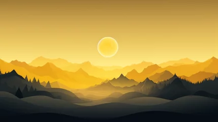 Poster Yellow mountains landscape. Abstract background. Beautiful sunrise mountain landscapes © Mr. Reddington