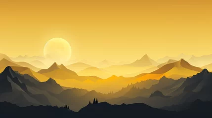 Rolgordijnen Yellow mountains landscape. Abstract background. Beautiful sunrise mountain landscapes © Mr. Reddington