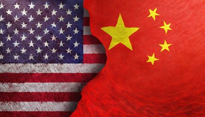 US China Flags Blended Together Signifying International Relations