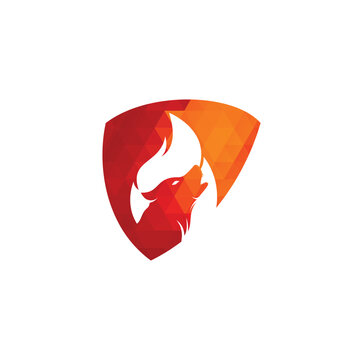 Wolf fire vector logo design template.	