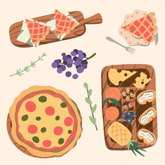 Picnic Food And Drink Set Cartoon Flat Vector Isolated Illustration On White Background