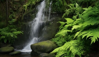waterfall and plants in the background, for fertilizer advertise, editorial 
 photography 
 Beethoven