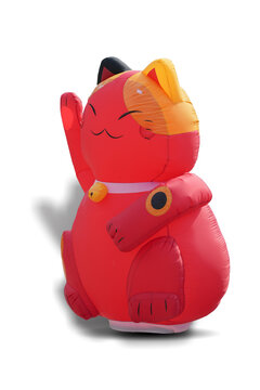 cat wind doll red isolated on white and clipping path