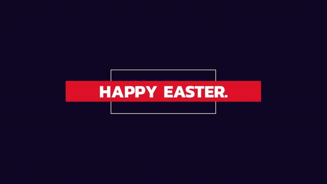A vibrant red Happy Easter banner stands out against a sleek black background, creating an eye-catching and celebratory image