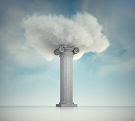 Cloud standing on a Roman column. - 762272314