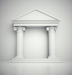 Roman building with white background.
