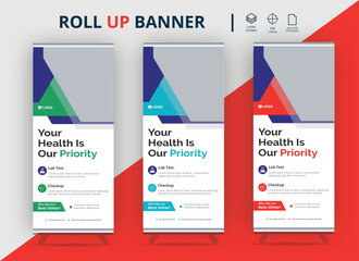 medical roll up banner hospital health doctor promotion signage x stand care,minimalist and sample medical roll up banner design, medical roll up banner design layout, banners mockup, colorful marketi