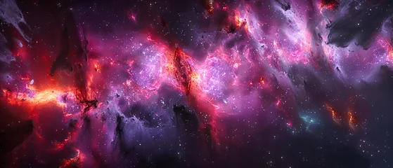 Foto op Plexiglas Starry Nebula and Galaxy in Space, Astronomy and Cosmos Exploration, Dark Universe Background with Celestial Phenomena © Real