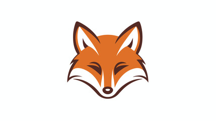 Outline fox head cute animal character flat vector - obrazy, fototapety, plakaty
