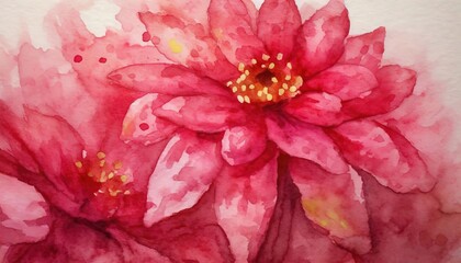 Watercolor Painting of a Blooming Pink Flower