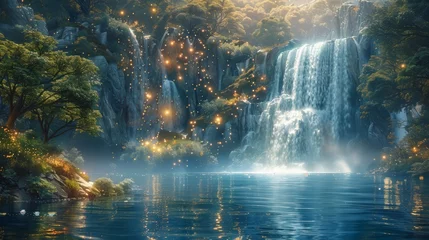 Fototapeten Interstellar waterfall haven stars and water meld © AlexCaelus