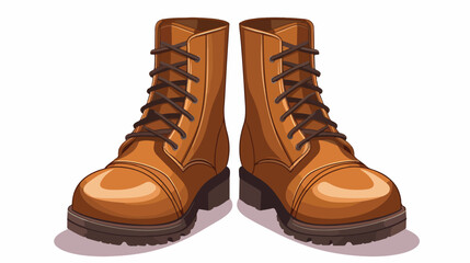 Pair of brown boots flat style vector