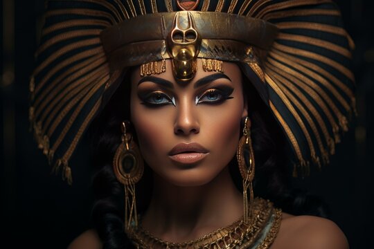 Regal Queen of Egypt. Fashion hair beauty. Generate AI