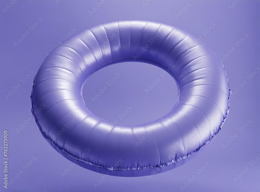 Poster Purple pool inflatable isolated on purple background. Summer creative concept. 3D Rendering Illustration Design.