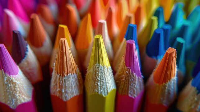 Group of sharp colored pencils