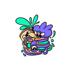 Abstract Character Doodle Sticker Fun and Playful Decals for Laptops and Journals