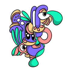 Abstract Character Doodle Sticker Fun and Playful Decals for Laptops and Journals