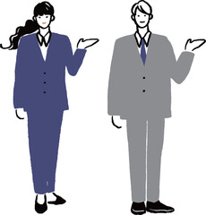 スーツを着た男女のイラスト