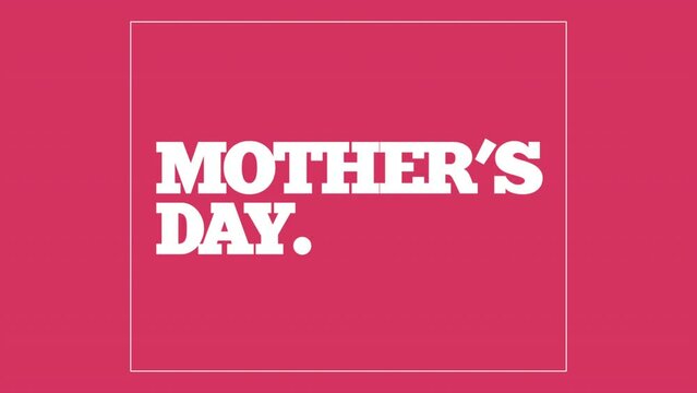 A vibrant red background hosts white text, spelling out Mothers Day. This image likely depicts a promotional piece for a holiday honoring and celebrating mothers