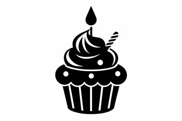 Birthday Cupcake black silhouette icon