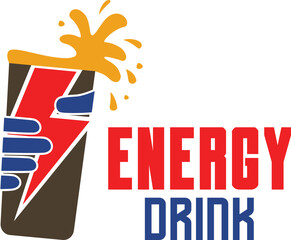 Creative and unique design logo template of the hand and energy drink.
