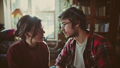 Naklejka premium Young couple sharing an intimate moment at home