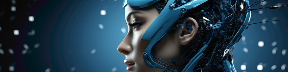 Futuristic AI banner showcasing the best in innovative technology, with sleek designs and advanced features