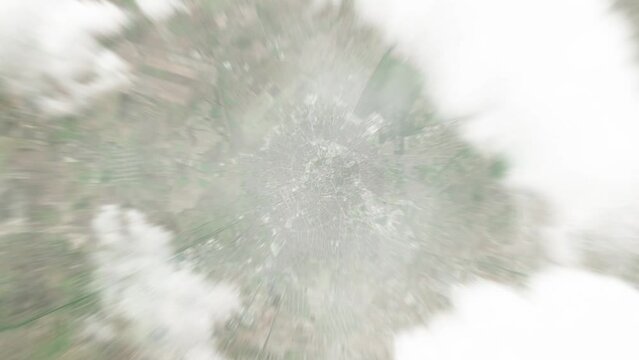 Earth zoom in from space to Timisoara, Romania. Followed by zoom out through clouds and atmosphere into space. Satellite view. Travel intro. Images from NASA