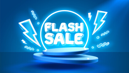 Flash sale event, big sale offer, poster label. Vector illustration