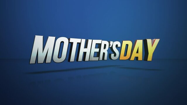 A vibrant circular logo for Mothers Day in yellow and blue letters, floating against a blue background. Celebrate and honor mothers with this cheerful design