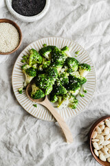 Fototapeta na wymiar Organic healthy broccoli on a plate