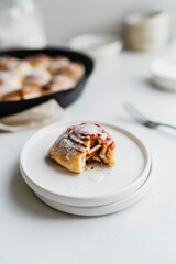 Styled cinnamon bun closeup