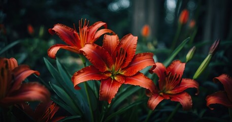 red lilies in the garden