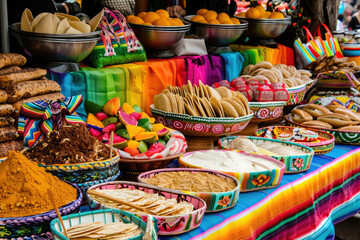 Fototapeta na wymiar A vibrant display of traditional Mexican culinary treats
